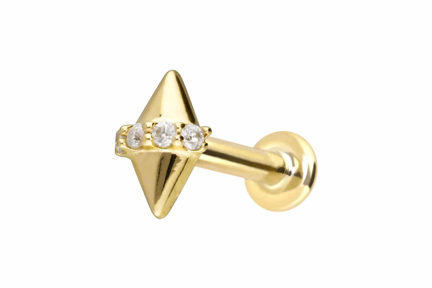 14 Karat Gold Labret Piercing mit Innengewinde MOISSANITE + 2 SPITZEN